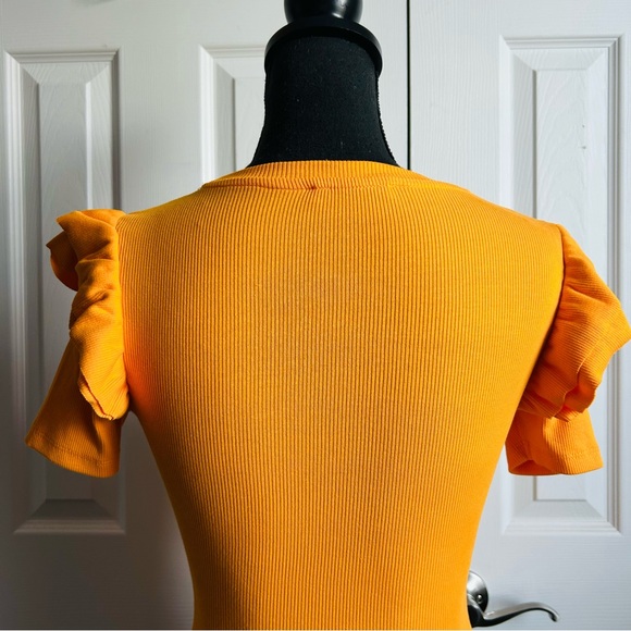 Zara bright orange short ruffle sleeve bodysuit - Picture 5 of 8